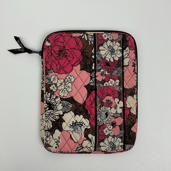 Vera Bradley Accessories - Vera Bradley Floral Tablet Case Pink Brown Quilted Zip Pouch Travel Sleeve 10x8